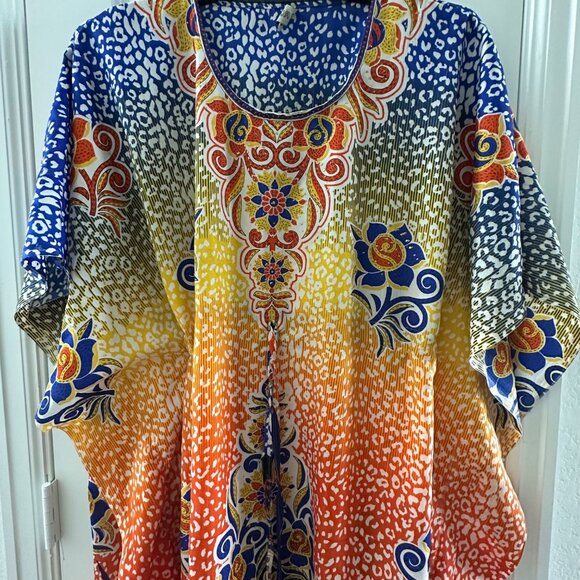 True Rock Free Size Multicolor Boho Maxi Dress With Vibrant Patterns Made In Ind - Picture 8 of 9